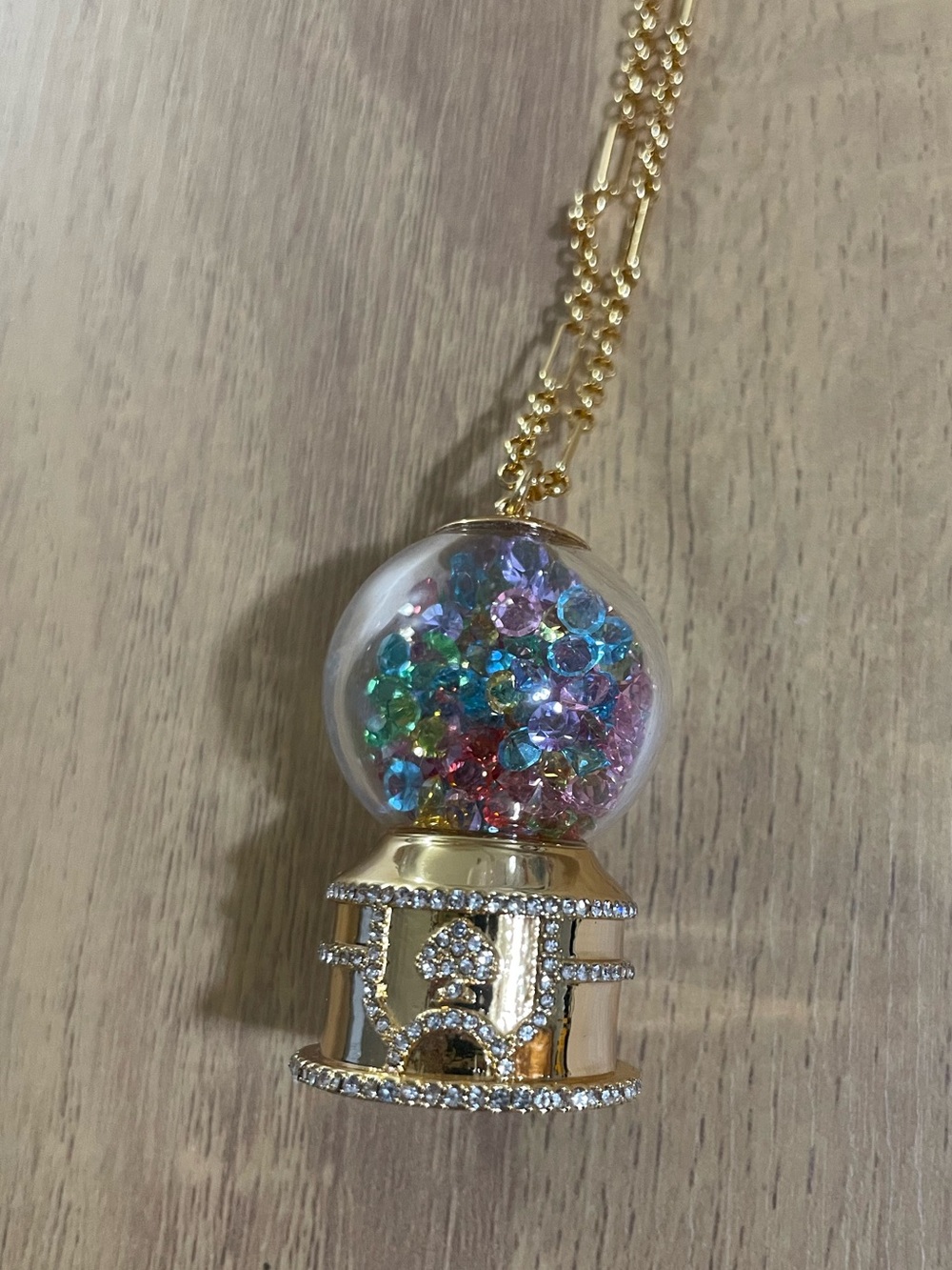 Kate Spade Treat Yourself Gumball Pendant Necklace Multicolor Crystal Globe Gold - Picture 4 of 5